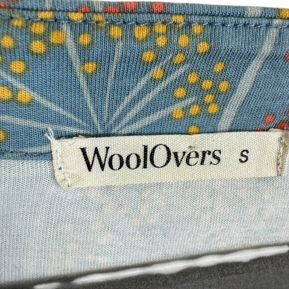 WoolOvers Cotton Modal Blue Floral 3/4 Roll Tab Sleeve Mini T-Shirt Dress Size S - Picture 5 of 7